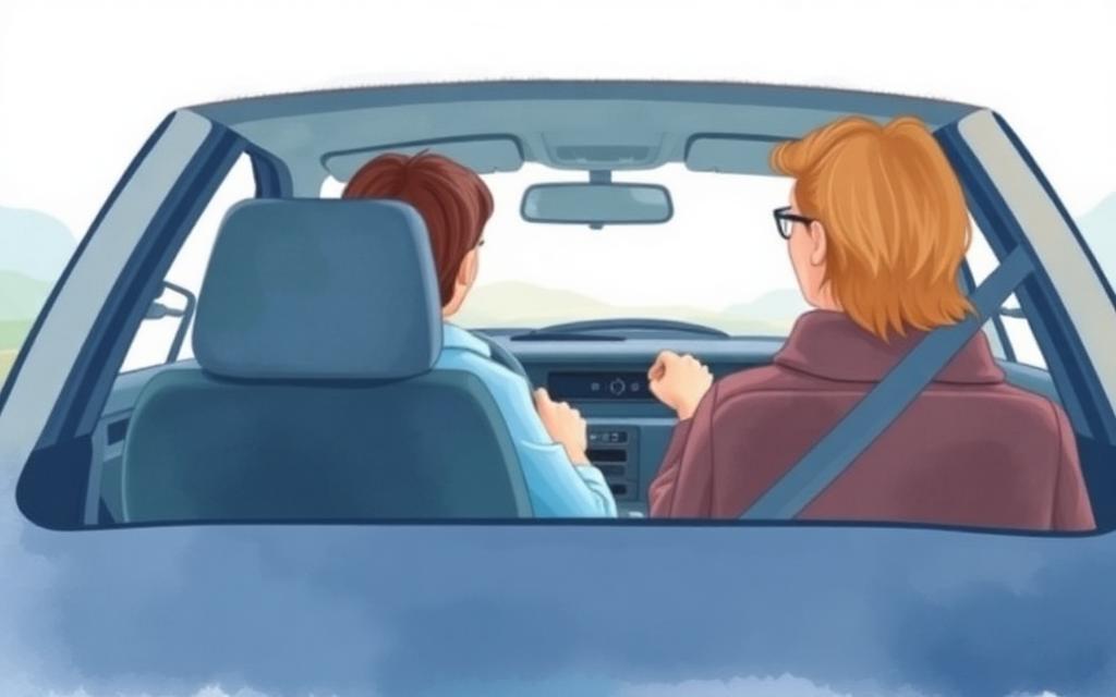 Studente alla prima lezione di guida in autoscuola